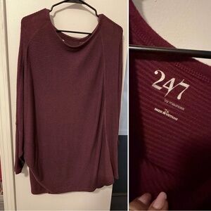 Maurices Deep Red Ribbed Long Sleeve Top